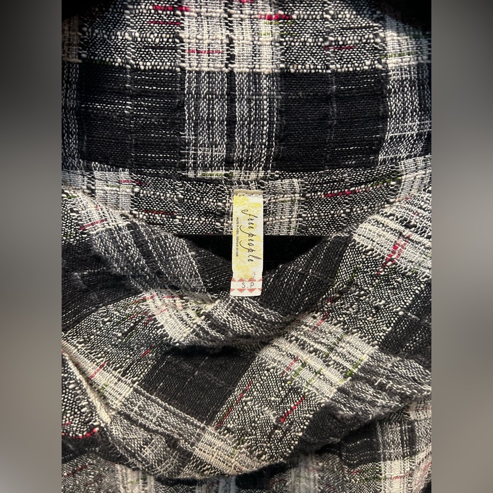 Free People Walk in the Park Plaid Cowl Neck Tunic Top Size S Farmhouse Boho - Picture 2 of 10